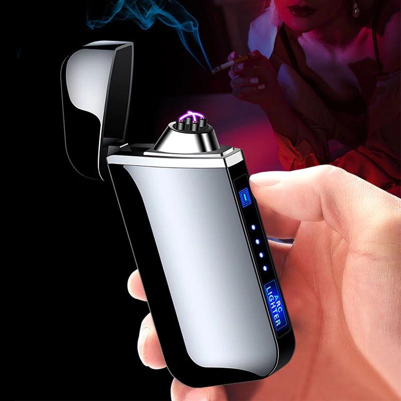 Touch Dual Arc Lighter Electronic Usb Recharge Cigarette Lighter Smoking Electric Lighter Windproof Metal Plasma Lighter Gift