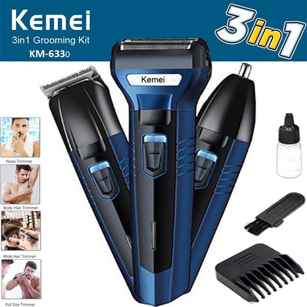 Kemei KM-6330 (3 in 1) Shaver, Hair ,Beard And Nose Trimmer