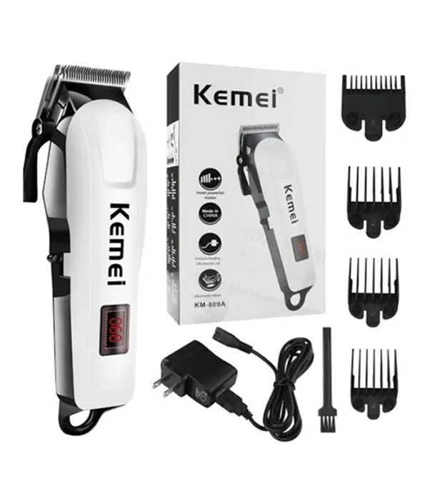 Kemei KM-809A Digital AC/DC Electric Rechargeable Professional Hair Clipper Trimmer