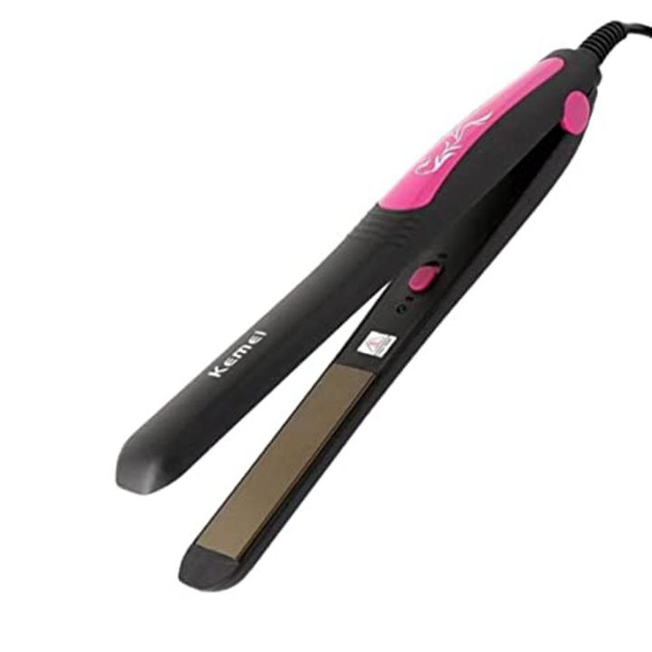 Kemei Km-328 Professional Hair Straightener - Black and Pink