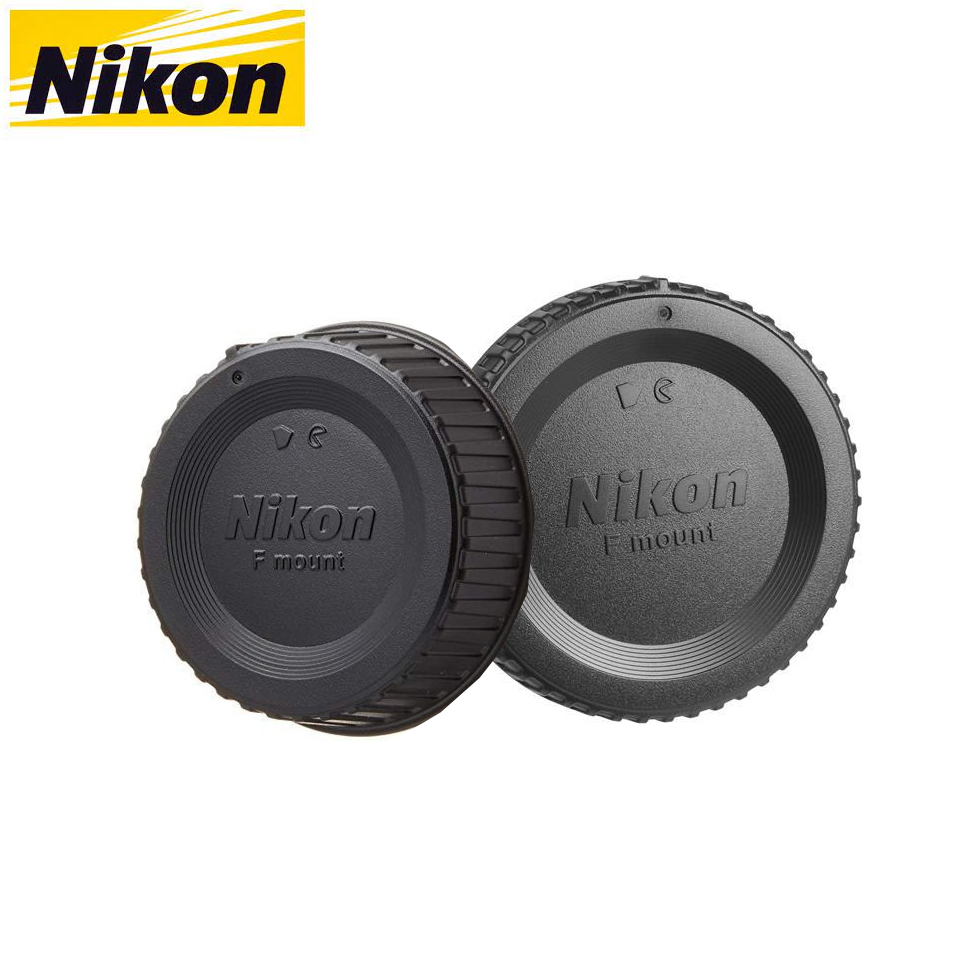 Body Cap + Lens Back Cap Use For All Nikon F-Mount DSLR Models D850, D810, D800, D7500, D7200,D7100, D7000 & More...- Black