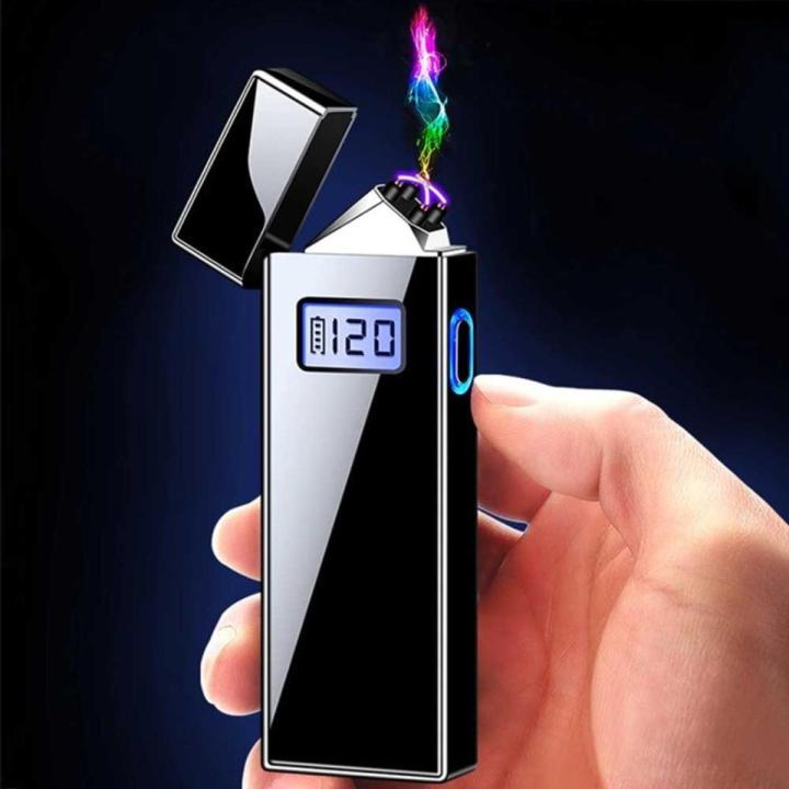 USB Lighter LED Power Display Dual Arc Rechargeable Windproof Flameless Lighter Outdoor Lighter Accessories