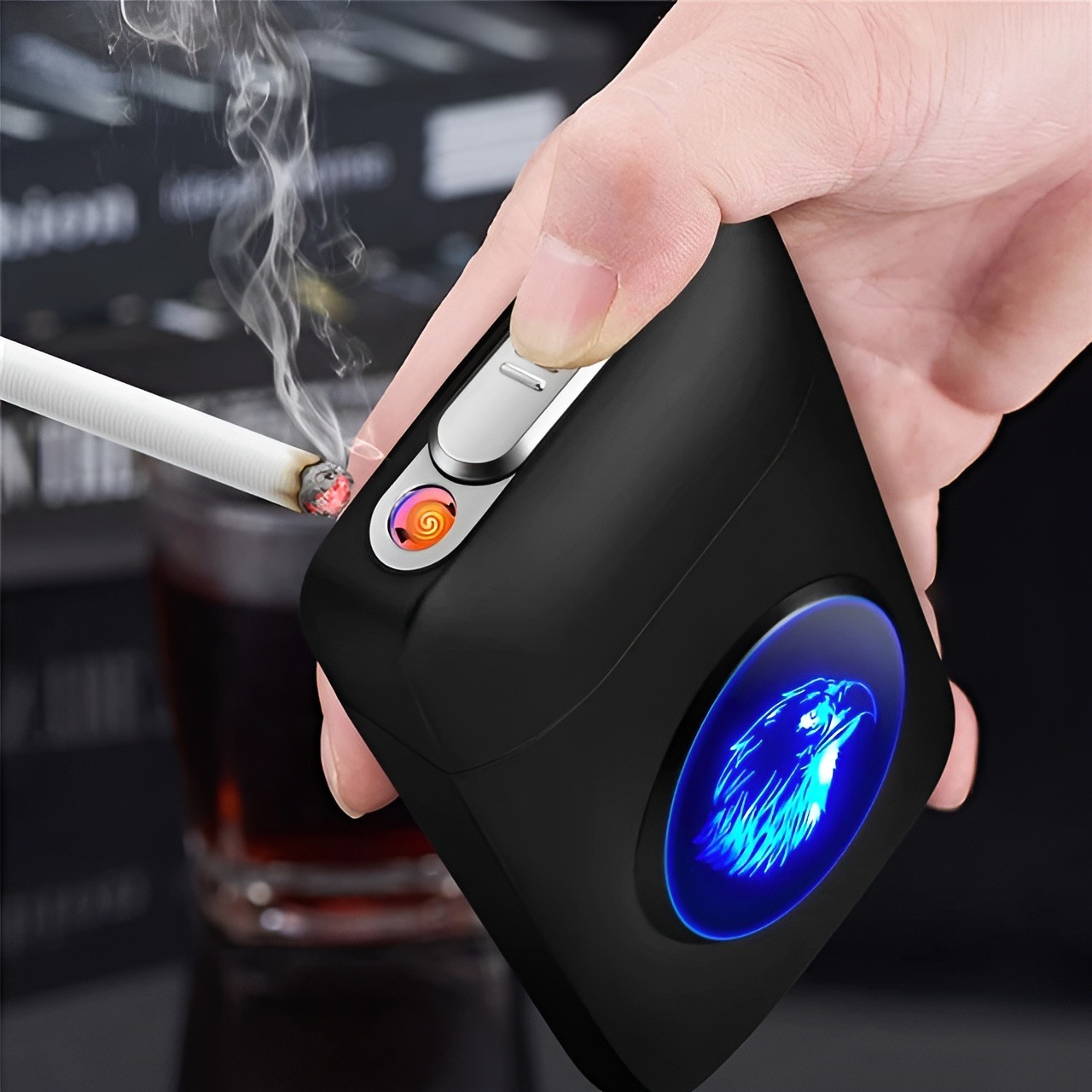 Ciga - Rette Case Recharged With Usb Electric Lighter Resin Metal Ciga - Rette Box Coil Lighter Toba - Cco Holder Mengmift