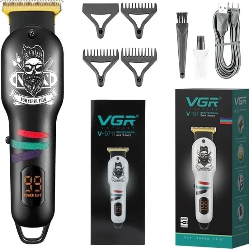 VGR V-971 Professional Corded and Cordless Rechargeable Hair Trimmer with digital display