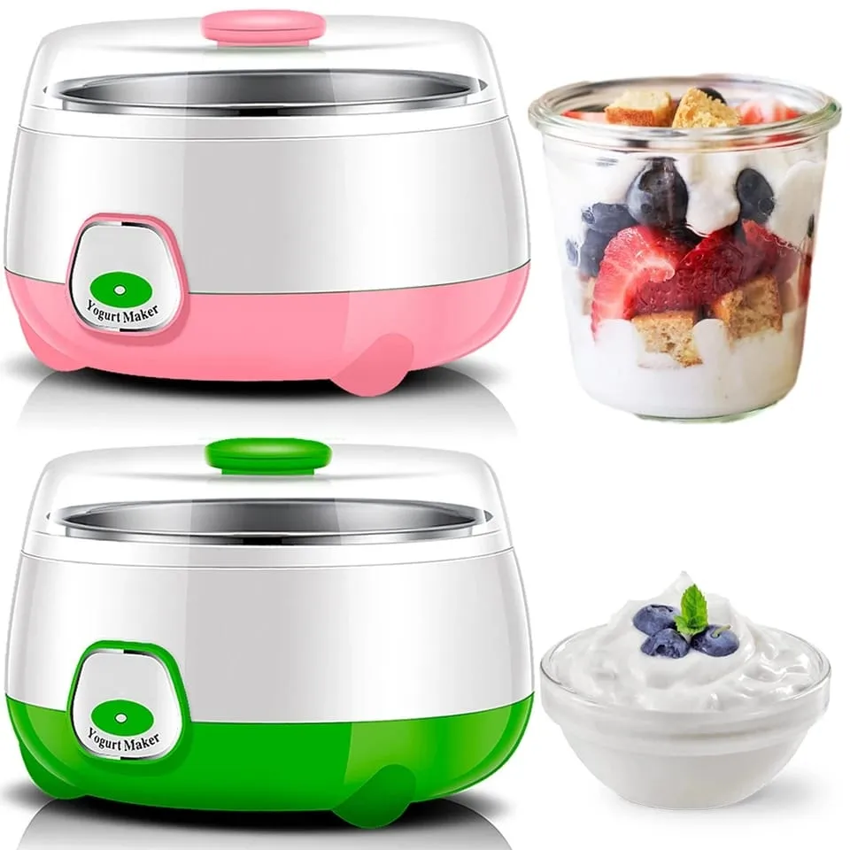 Automatic Stainless Steel - ABS + PP - 220-240V - 15W - 1L Capacity - On/Off Switch - Light Indicator - 7-9 Hours Preparation Time - Doi Yogurt Maker