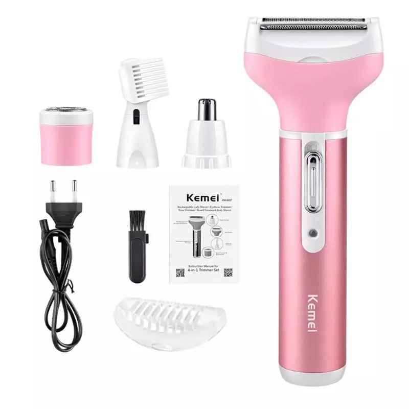 Kemei KM-6637 Multifunctional 4 in 1 Rechargeable woman body shaver