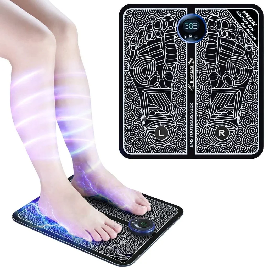 Rechargeable Electric EMS Foot Massager 8 Modes 19 Intensity Folding Portable Electric Massager Mat,Electric foot massage