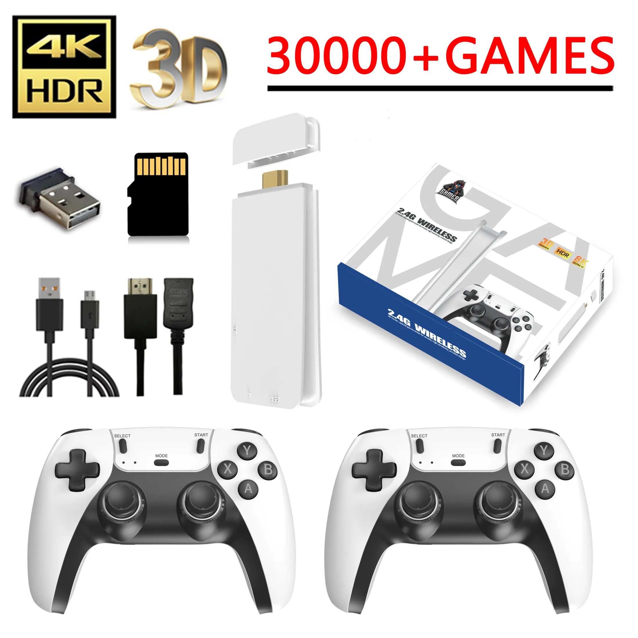 M15 Game Console 4K HD Gamestick 20000+ Games 64G 3D Retro Video Game Stick 2.4G Wireless Controllers