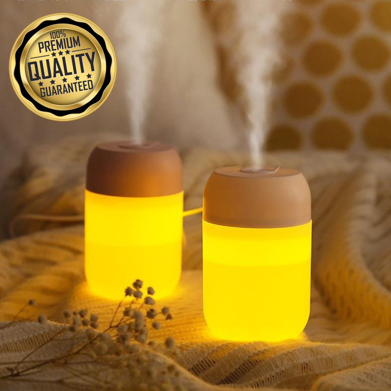 Yellow light mini humidifier USB driven mist spray