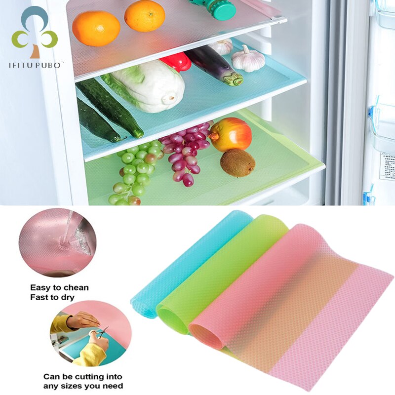 4pcs Refrigerator Pad Antibacterial Antifouling Mildew Moisture Pad Waterproof Refrigerator Mats