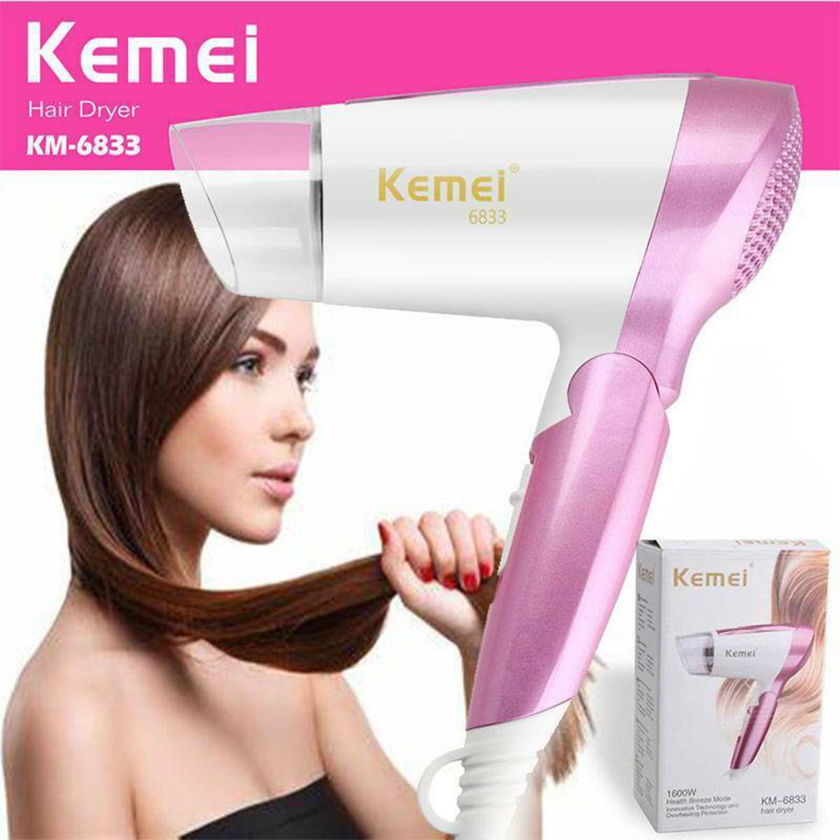 Kemey KM-6833 Professional Hair Dryer Hot and Cool Medium size heavy duty 1600watts